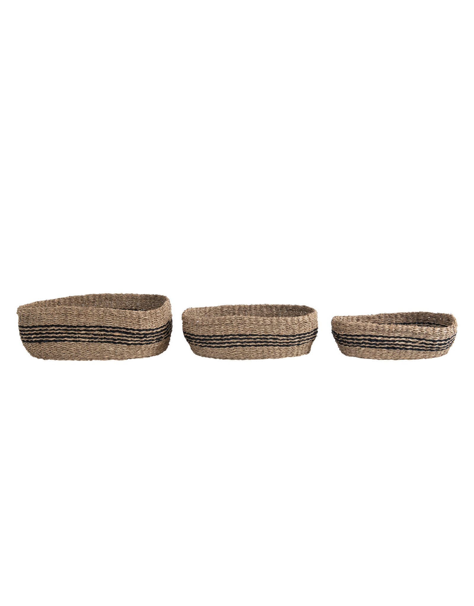 Hand-Woven Seagrass Baskets with Stripes DF5904