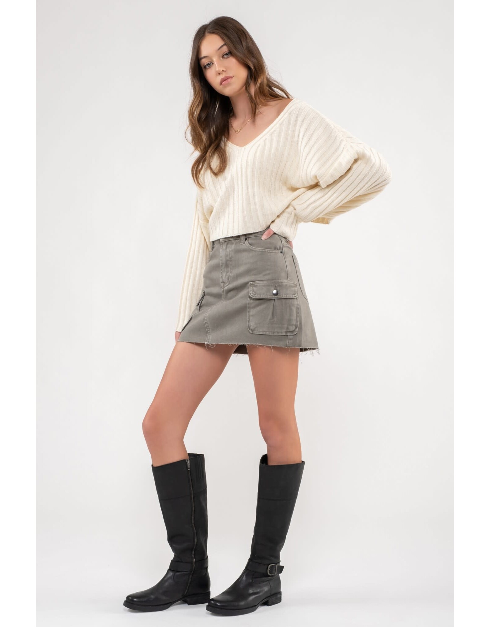 Cargo Rough Hem Mini Skirt VC1059