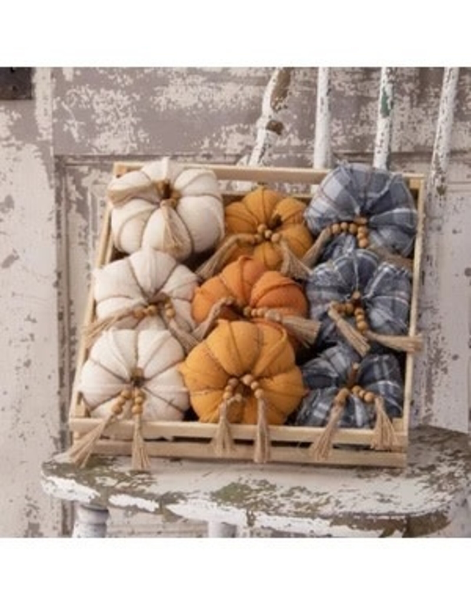Fabric Pumpkin with Bead Tassel 6FA1833