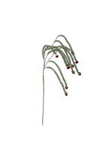 40"H Faux Pine Spray w/ Red Jingle Bells & Natural Pinecones, Snow Finish XS3777