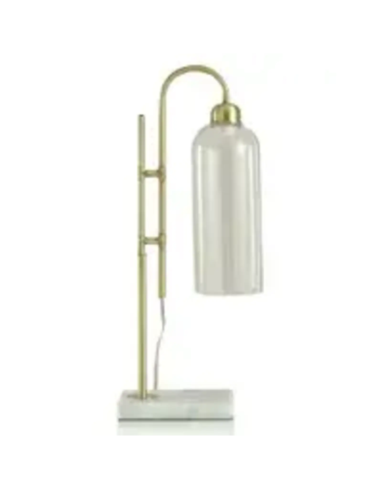 Gold Curved Lantern Task Lamp w/White Marbled Base | 24in  L333504