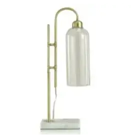 Gold Curved Lantern Task Lamp w/White Marbled Base | 24in  L333504
