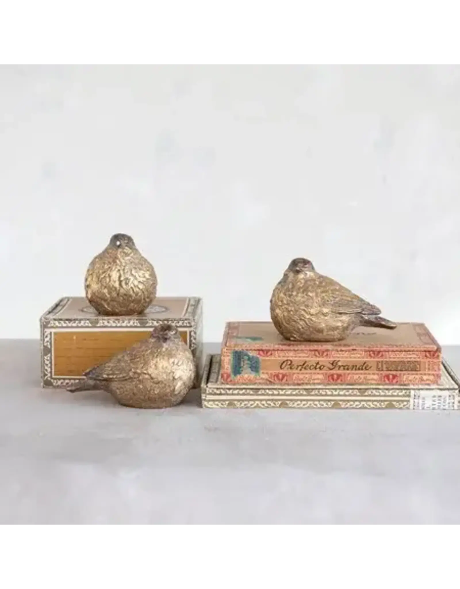 3-1/2"H Resin Bird, Distressed Gold Finish, 3 Styles EACH  XS2733A