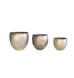 Metal Planter Distressed Pewter Finish DF8094