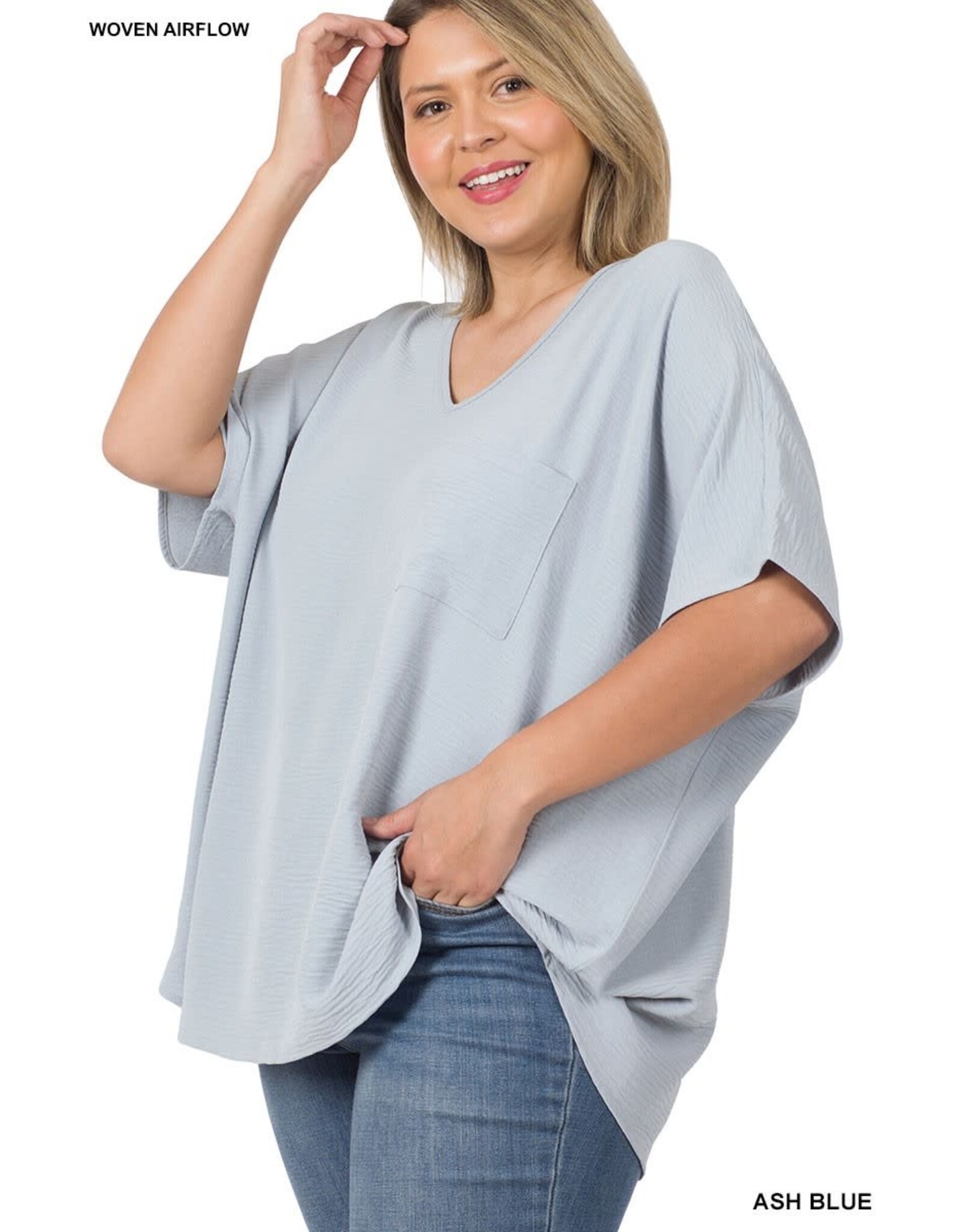 PLUS V-NECK DOLMAN SHORT SLEEVE TOP QT-2740x