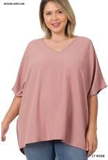 PLUS V-NECK DOLMAN SHORT SLEEVE TOP QT-2740x