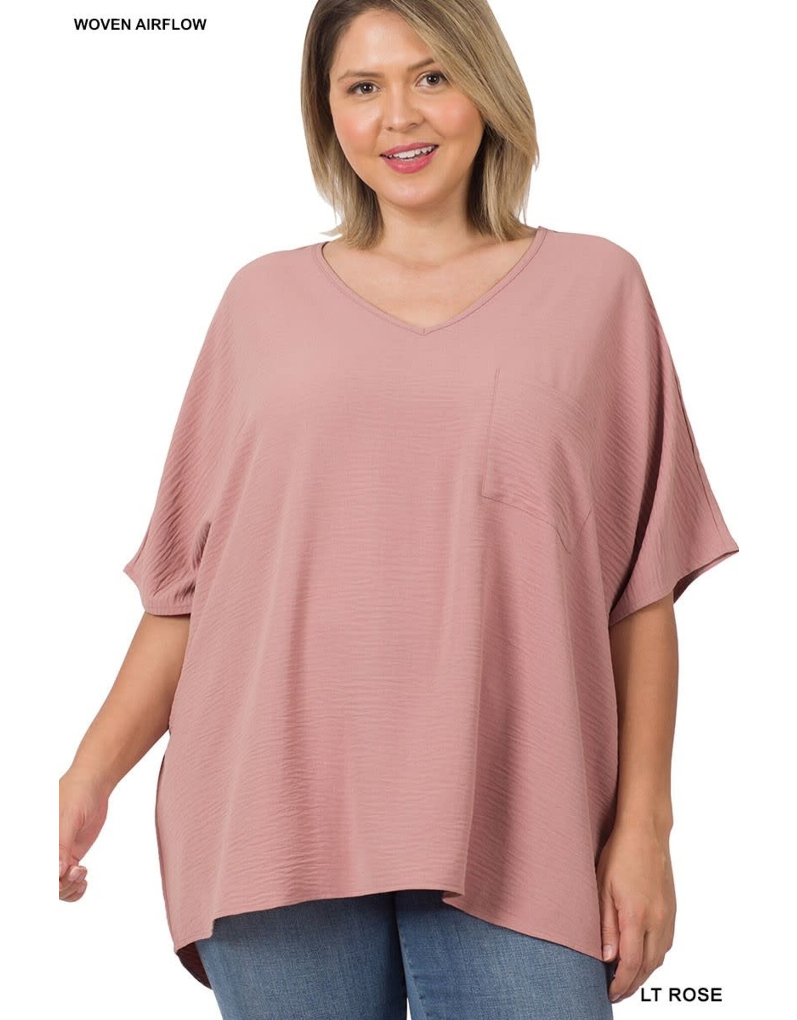 PLUS V-NECK DOLMAN SHORT SLEEVE TOP QT-2740x