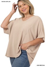 PLUS V-NECK DOLMAN SHORT SLEEVE TOP QT-2740x