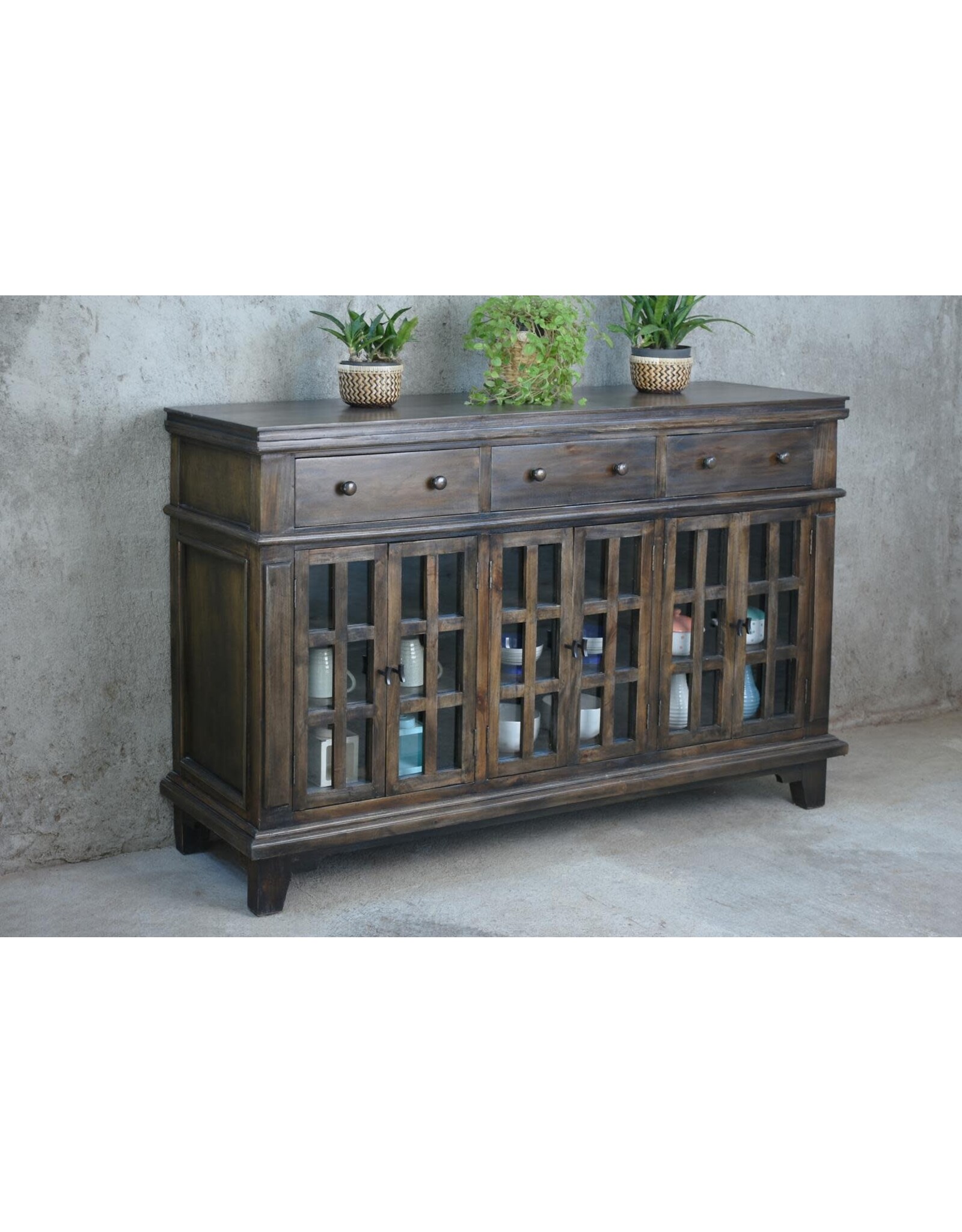 CAB367 Panel Credenza 6GD 3 drw w/RG 64.6x17.7x42.1"H