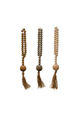 Wood Beads w/ Jute Rope Tassel, 3 Colors each DF7762A