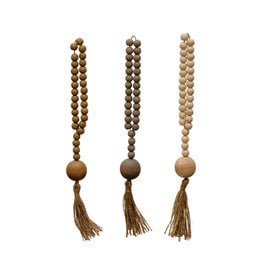 Wood Beads w/ Jute Rope Tassel, 3 Colors each DF7762A