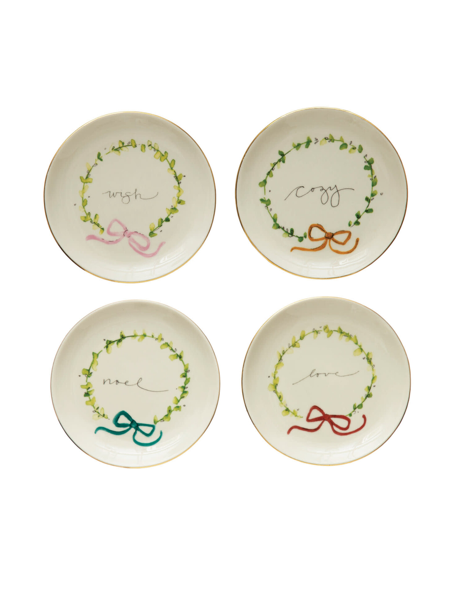Stoneware Plate with Holiday Motif XS0591A