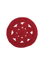 15" Round Braided Jute Placemat, Red XS3705