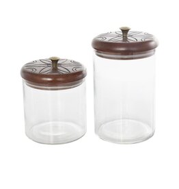 Wood Glass Jar 81252