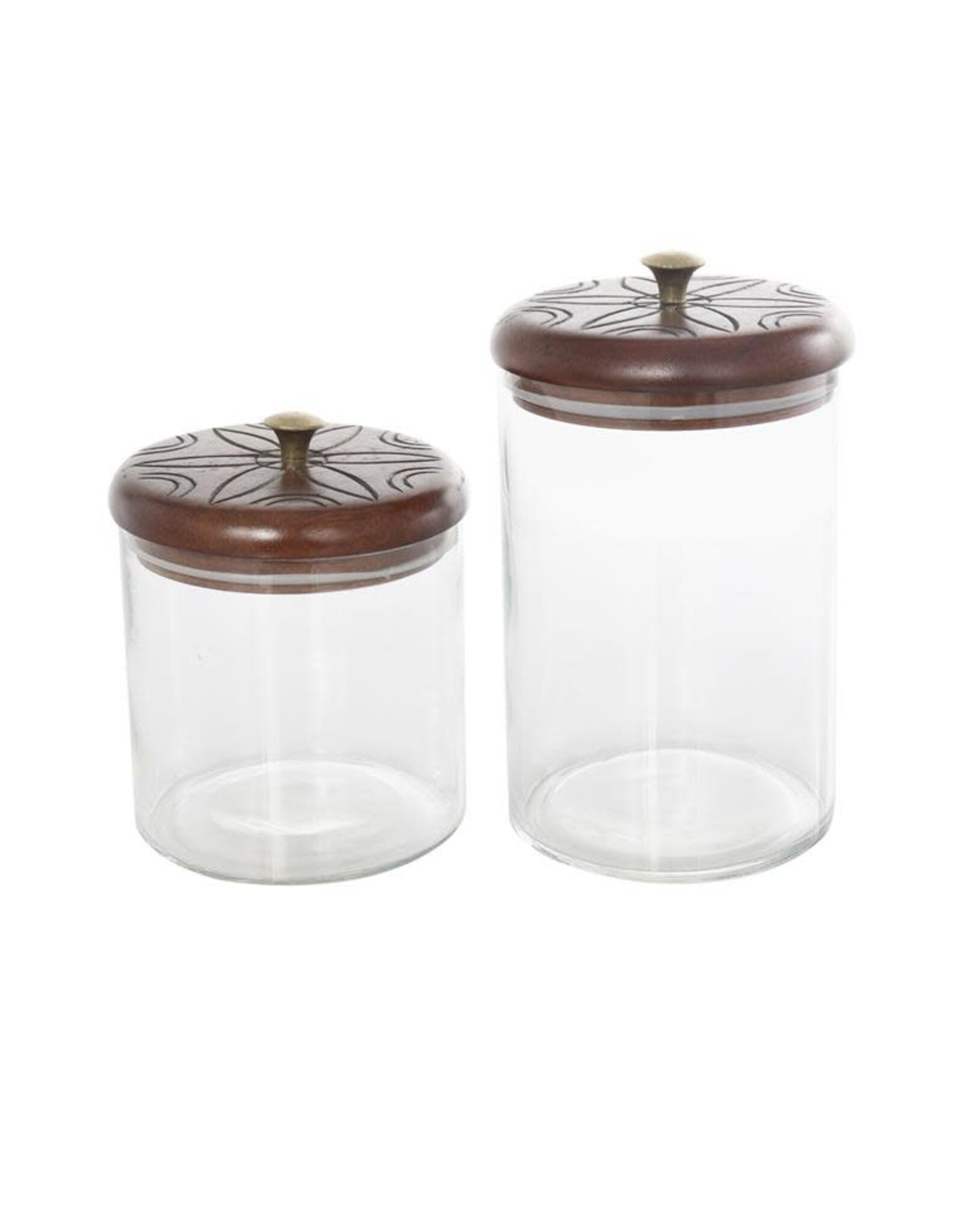 Wood Glass Jar 81252