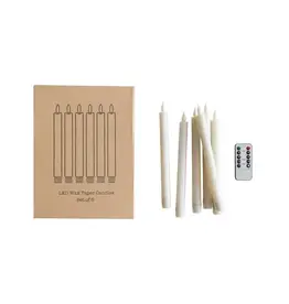 LED Wax Taper Candle w/ timer & Remote Boxed Set of 6 CD2199