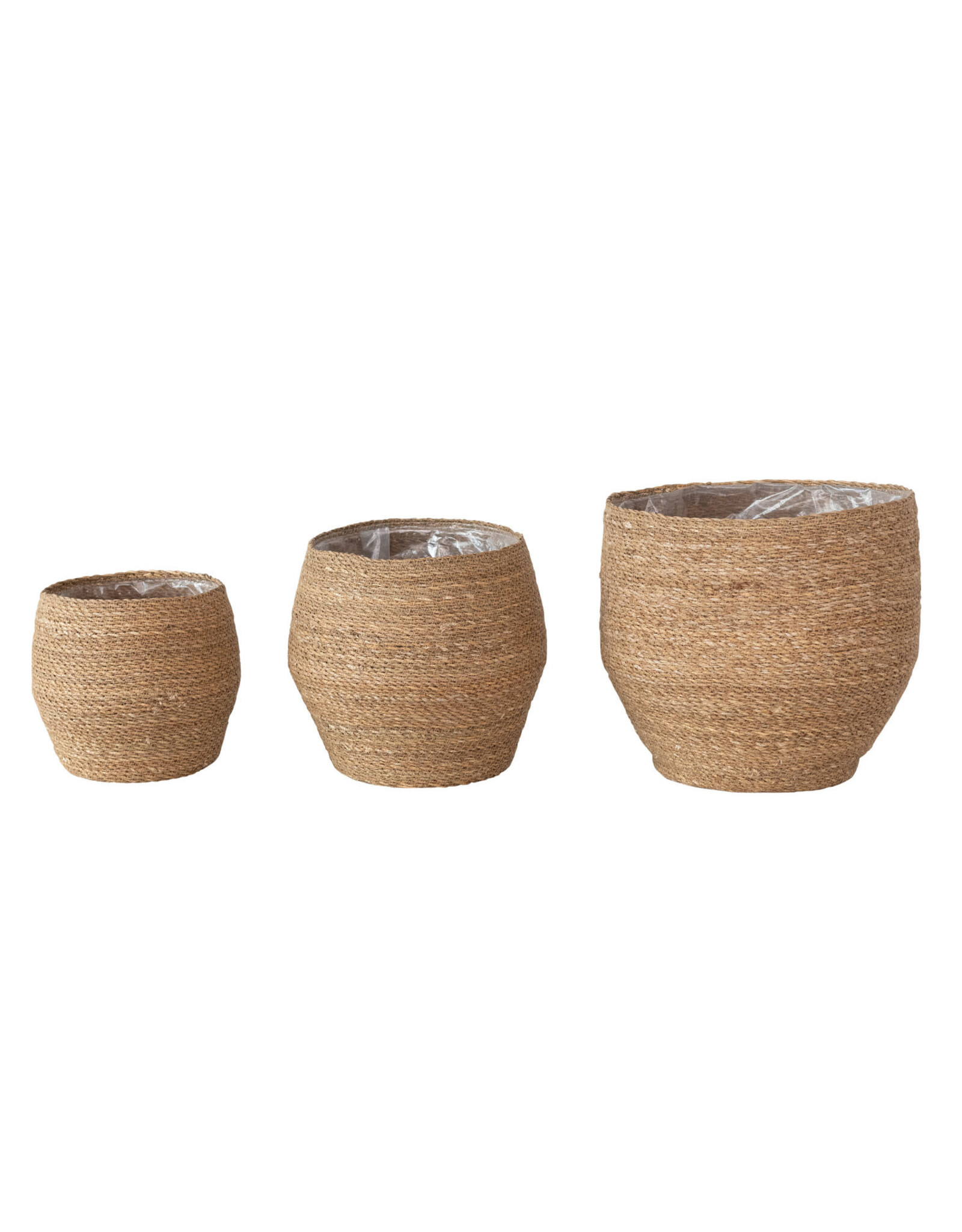 Woven Seagrass Baskets W/ Plastic Lining