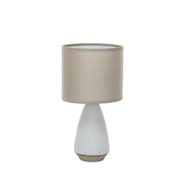 Coarse Stoneware Table Lamp w/ Linen Shade  5.75 x 10.75" DF8768