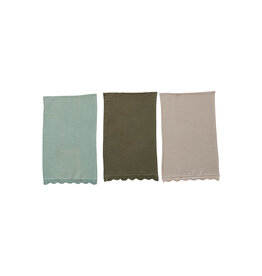 Cotton Waffle Weave Tea Towel w/ Crochet Lace Trim, 3 Colors EACH DF9087A