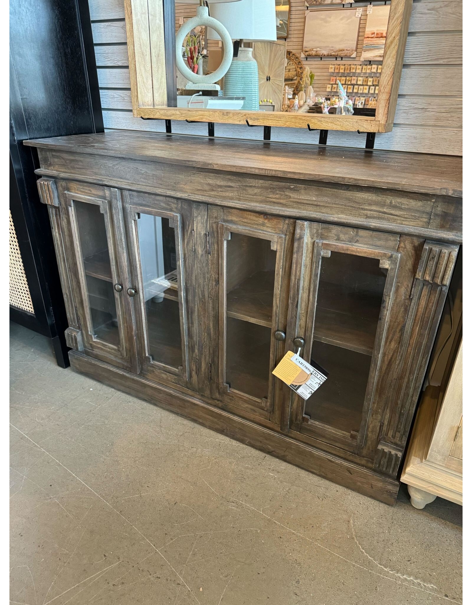 CAB1589 Glazed Credenza 4Glz Panel Doors 54.3x17.3x36.6"H