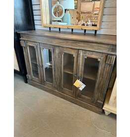 CAB1589 Glazed Credenza 4Glz Panel Doors 54.3x17.3x36.6"H