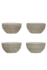 Debossed Stoneware Bowl, 4 Styles  Each DF4360