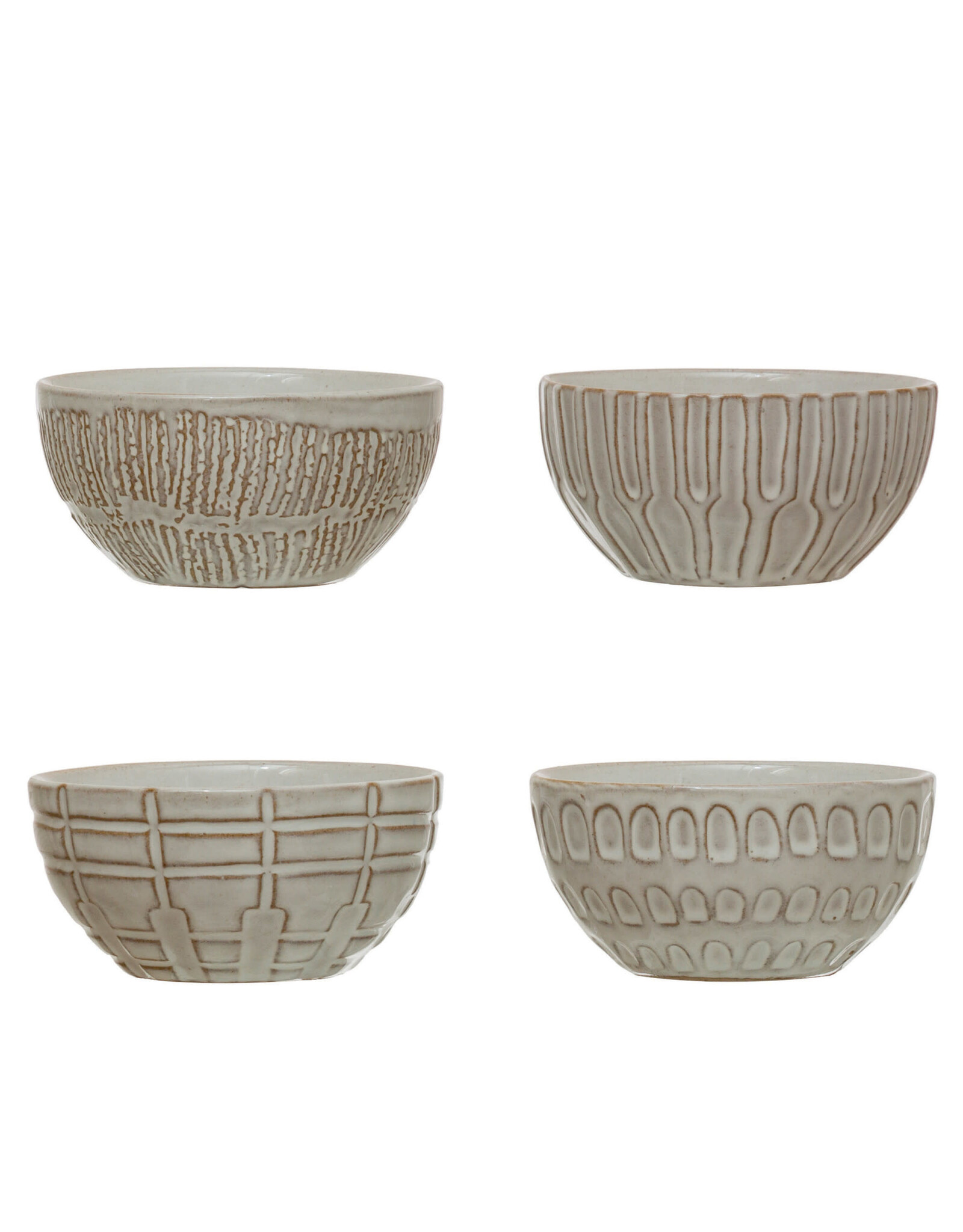 Debossed Stoneware Bowl, 4 Styles  Each DF4360