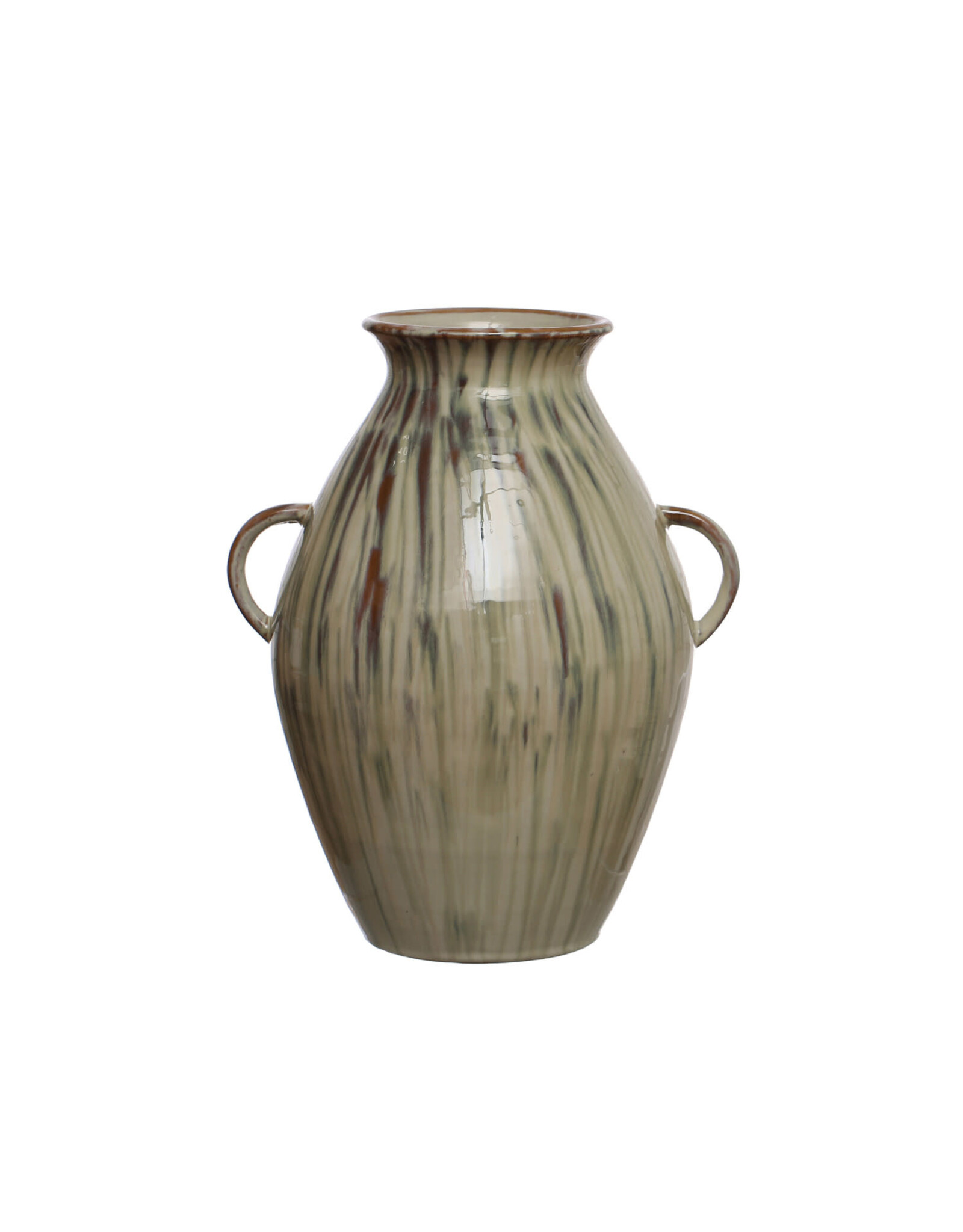 Hand-Painted Stoneware Vase w/ Handles  DF7966