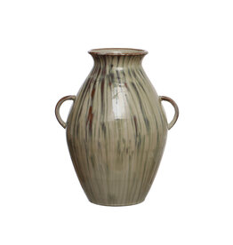 Hand-Painted Stoneware Vase w/ Handles  DF7966