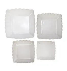 Stoneware Serving Dishes w/ Scalloped Edge, Matte White  DF8068