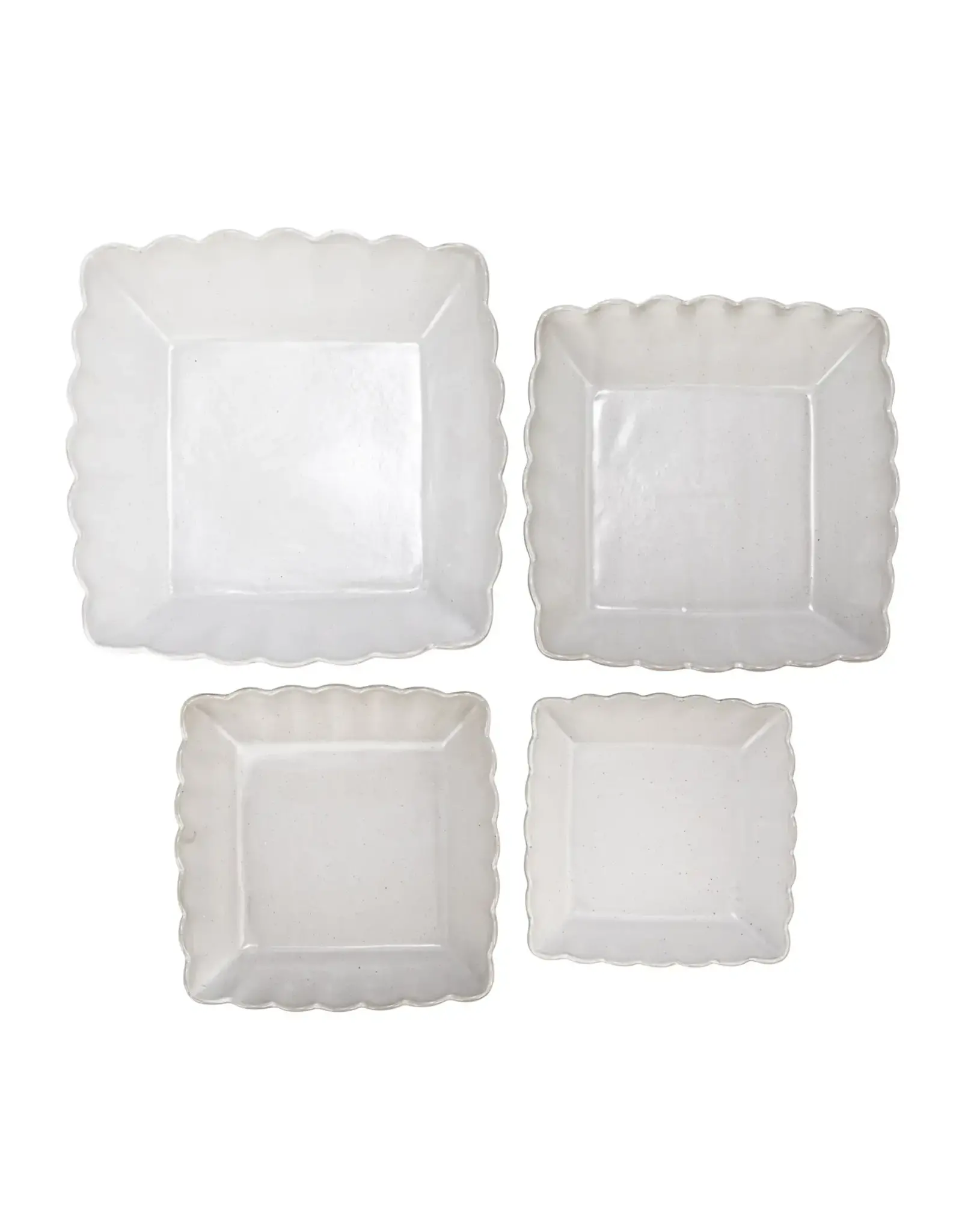Stoneware Serving Dishes w/ Scalloped Edge, Matte White  DF8068