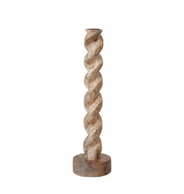 Carved Mango Wood Twisted Taper Holder 14" DF8548