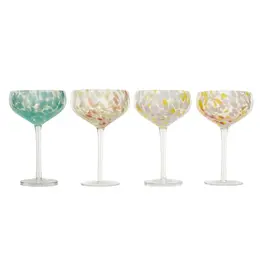 10 oz. Blown Stemmed Confetti Champagne/Coupe Glass, 4 Styles EACH DF8596A