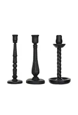 Carved Wood Taper Holders, Distressed Black 3 styles EACH DF8600