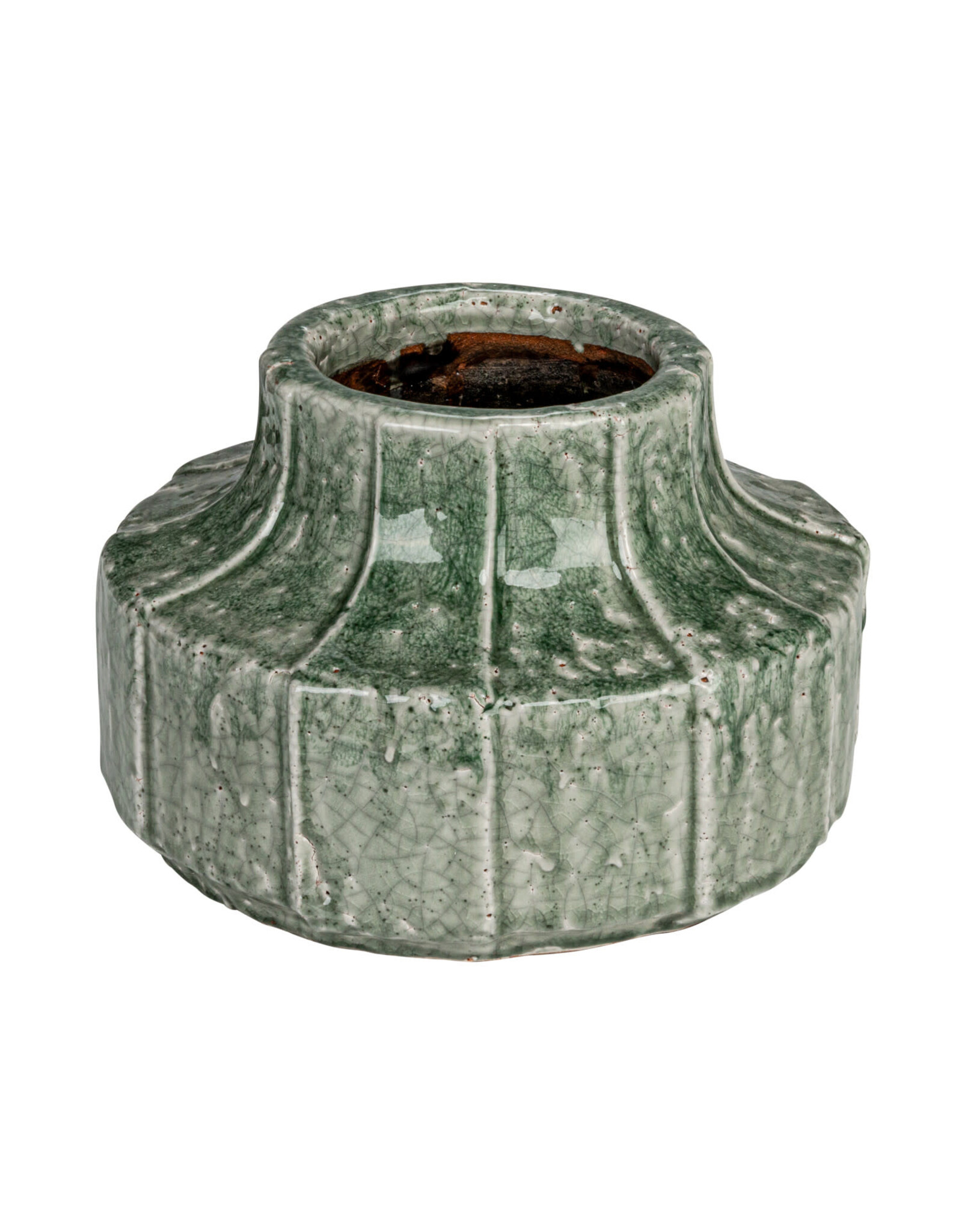 Terra-cotta Vase/Planter w/ Embossed Lines (Holds 5" Pot)  Df8702