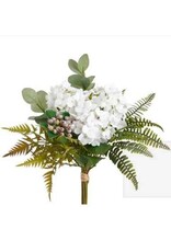 18.5 Hydrangea/Fern Bouquet White FBQ271-WH