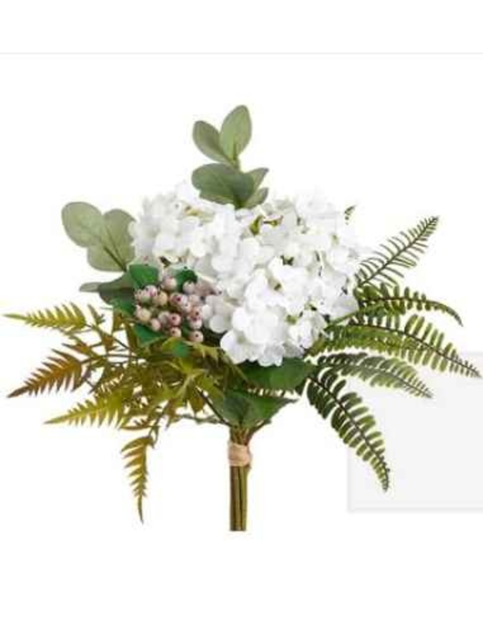 18.5 Hydrangea/Fern Bouquet White FBQ271-WH
