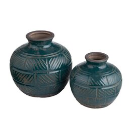 Textured Vase Dark Green Finish CVVZSA030