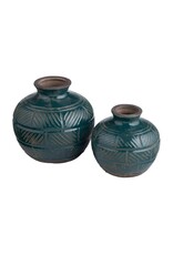 Textured Vase Dark Green Finish CVVZSA030