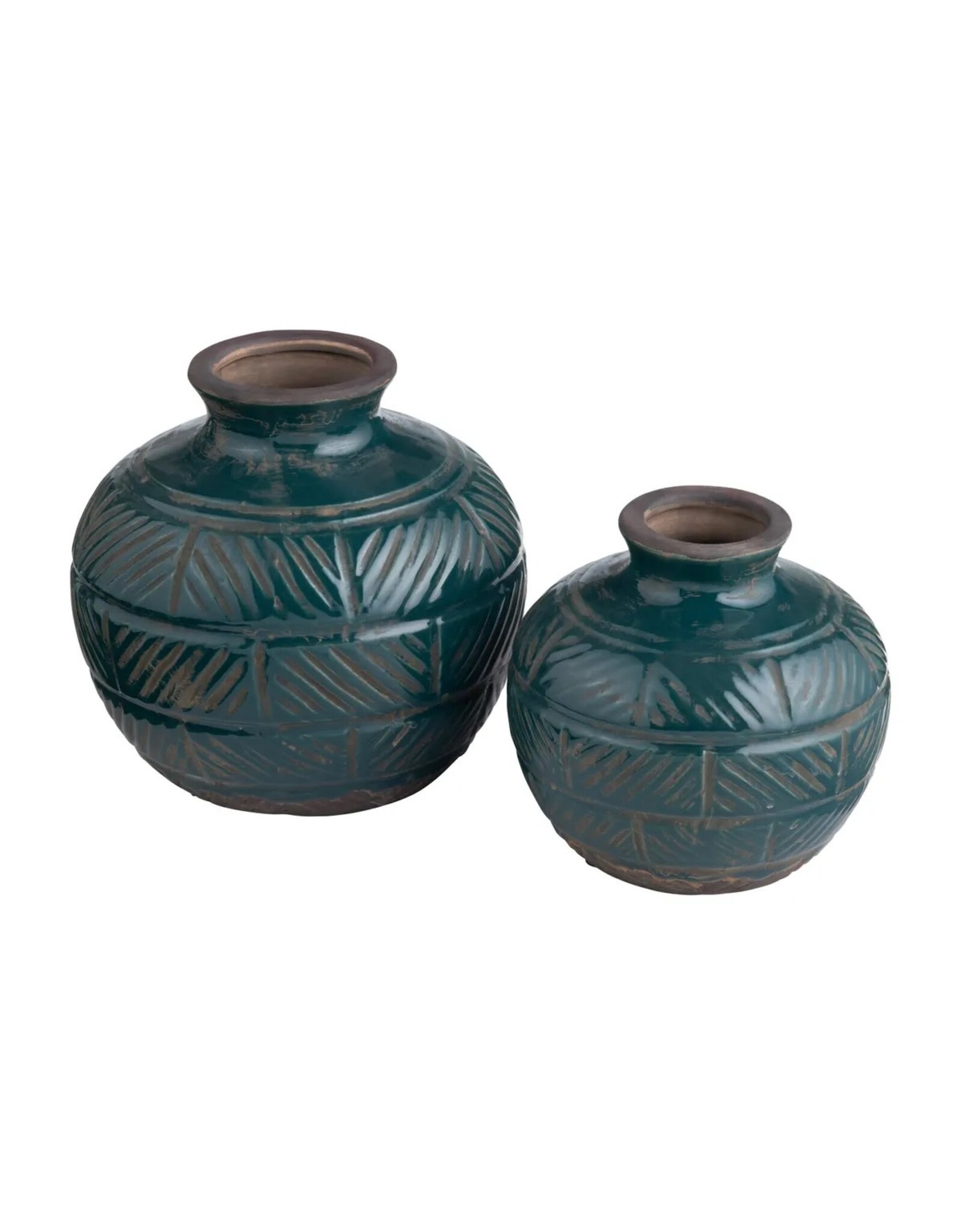 Textured Vase Dark Green Finish CVVZSA030