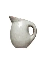 Stoneware Pitcher with Reactive Glaze, Bone Color AH1965