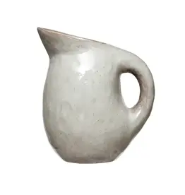 Stoneware Pitcher with Reactive Glaze, Bone Color AH1965