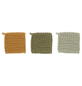 Cotton Crocheted Pot Holder, 3 Colors each DF5468A