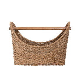 Oval Hand-Woven Bankuan Basket w/ Wood Handle DF6552