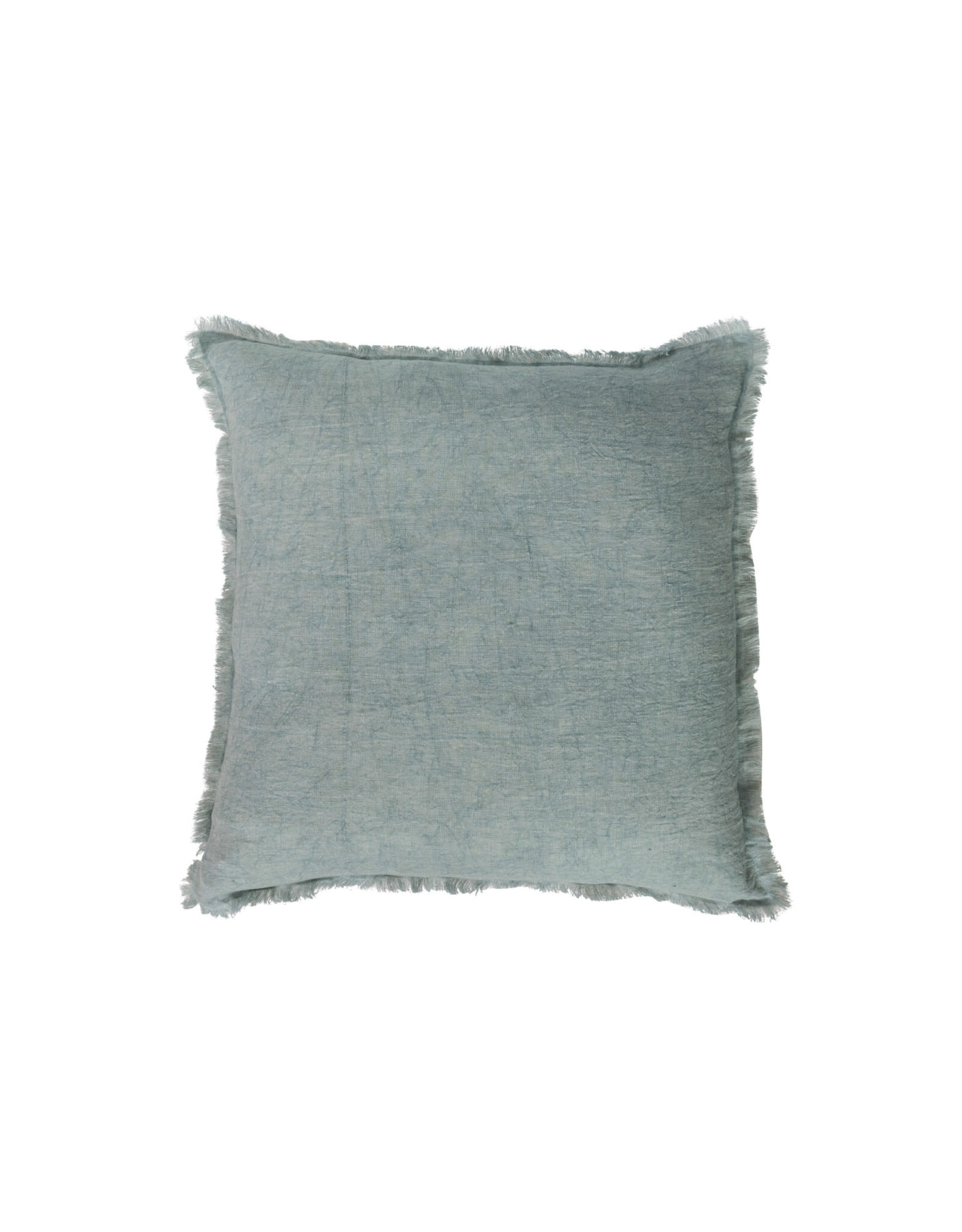20" Square Stonewashed Linen Pillow w/ Fringe DF8107