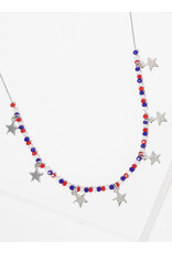149-AN1794-RHUSA USA Star Bead Patriotic Necklace