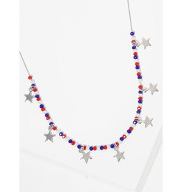 149-AN1794-RHUSA USA Star Bead Patriotic Necklace