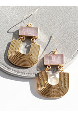 174-QE3751-BPINK Gold Drop Semi-Precious Stone Dangle Earrings