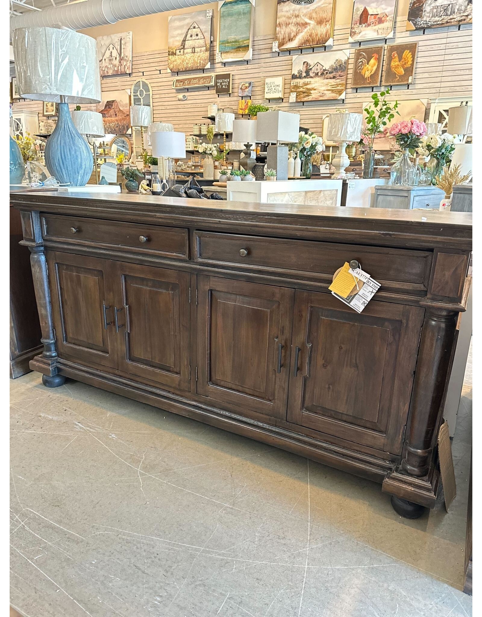 CAB377 Pillar Credenza 4Uniq doors 2 drw w/RG 75.2x18.1x38.2"H