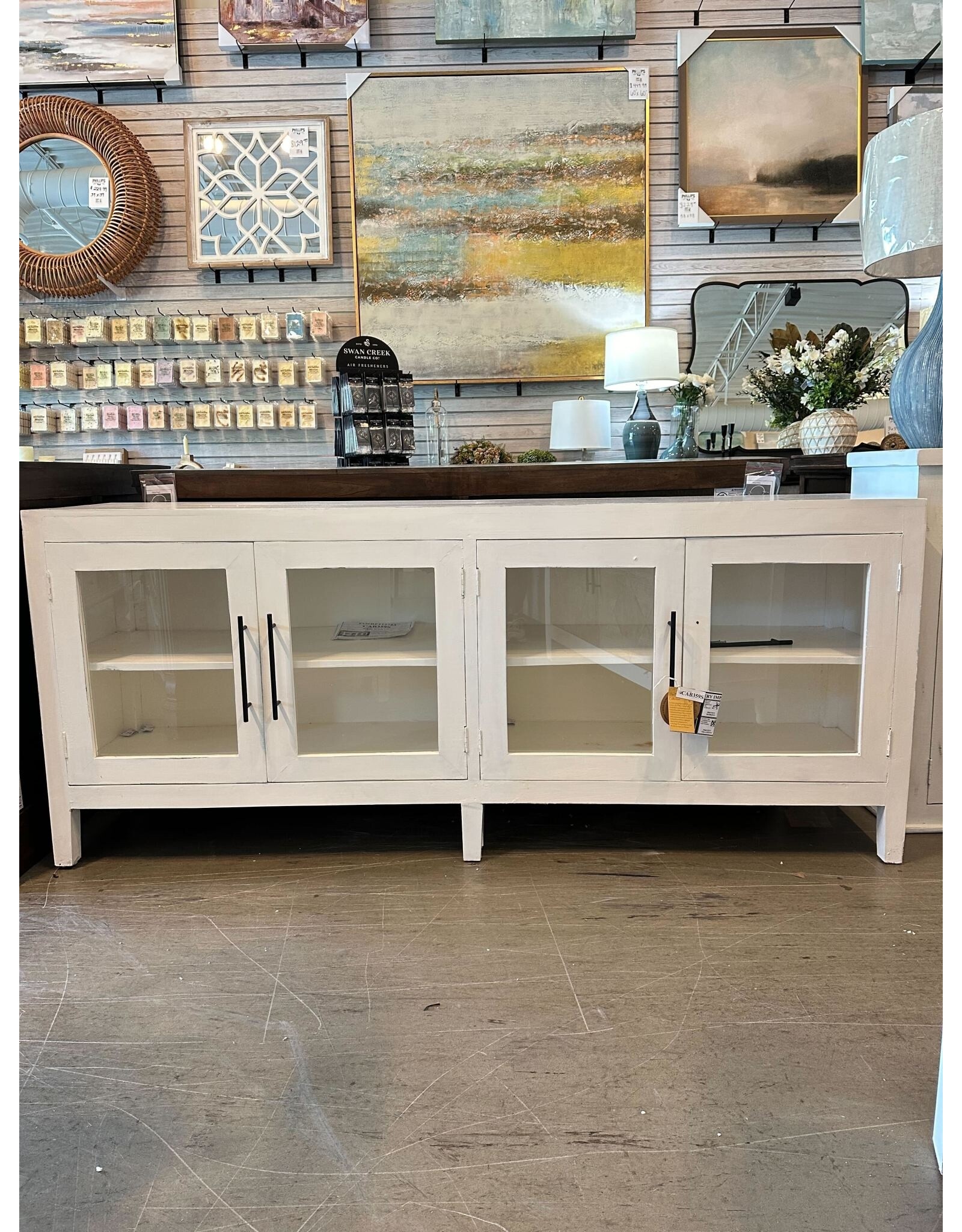 CAB359 Glazed Credenza 4GD w/Bar Handles 79.8x18.1x33.8"H